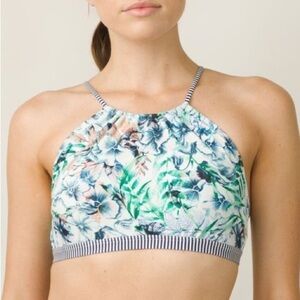 Prana Tropical Print Floral High Neck Padded Brina Swim Bikini Top Medium M